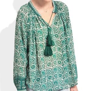 Talitha Ottoman Indra Floral Silk Green Blouse